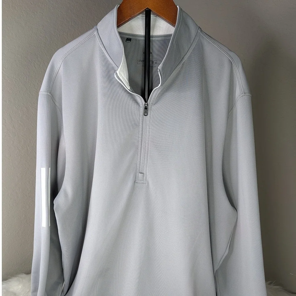 Adidas Quarter Zip Pullover Mens XL Gray Long Sleeve Golf Training Top